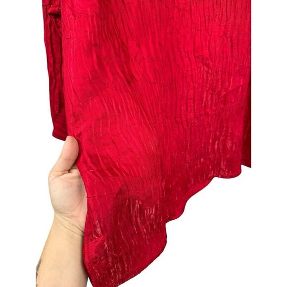 Draper’s And Damon’s Red Crinkle Shimmer Button Up Top Womens Size 1XL - Picture 5 of 7